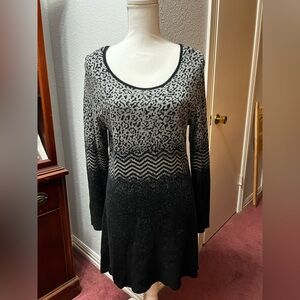 Style & Co. Black and Gray Long Sleeve Dress